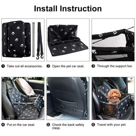 Akinerri Portable Pet Dog Booster Car Seat Travel Carrier with Clip-On Safety Leash and Zipper Storage Pocket-Perfect for Small and Medium Pets